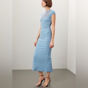 Herve Leger ($1,590 retail!) Light Blue Midi Dress size small with damage